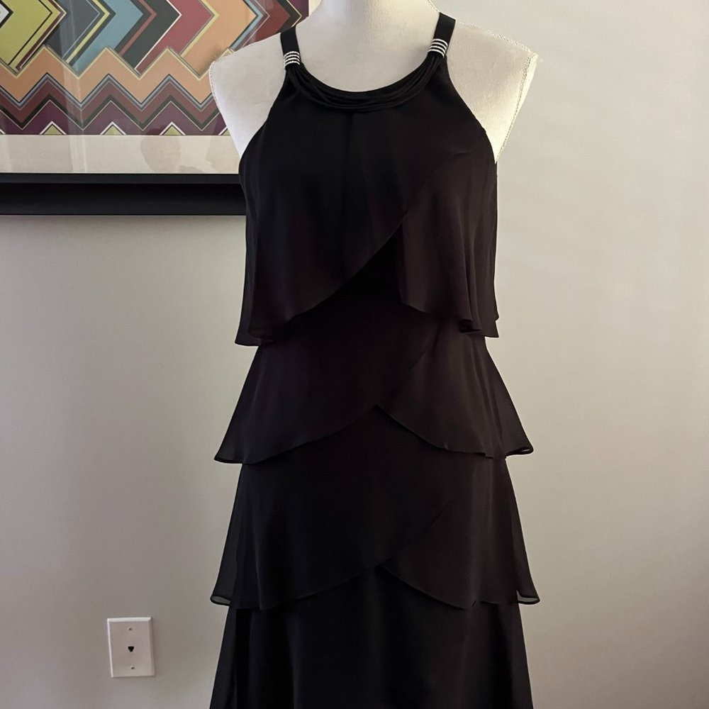 SL Fashions Black Flutter Cocktail Dress SZ 6